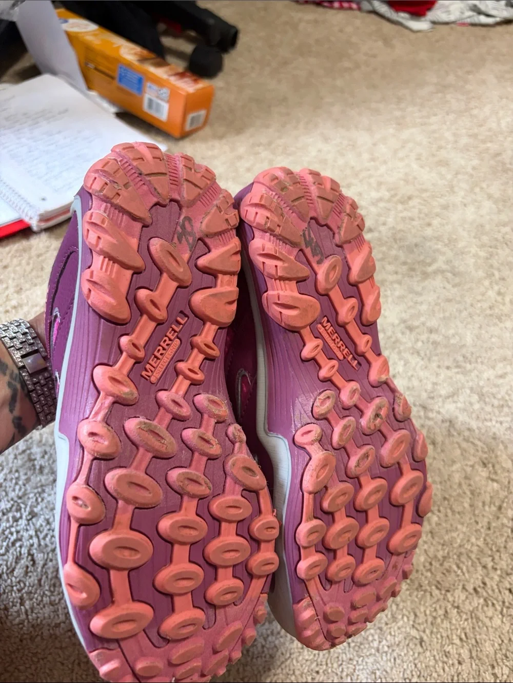 Merrell Kids Chameleon 7 Access Mid A/C Waterproof Hiking Boots Berry Pink 5M
